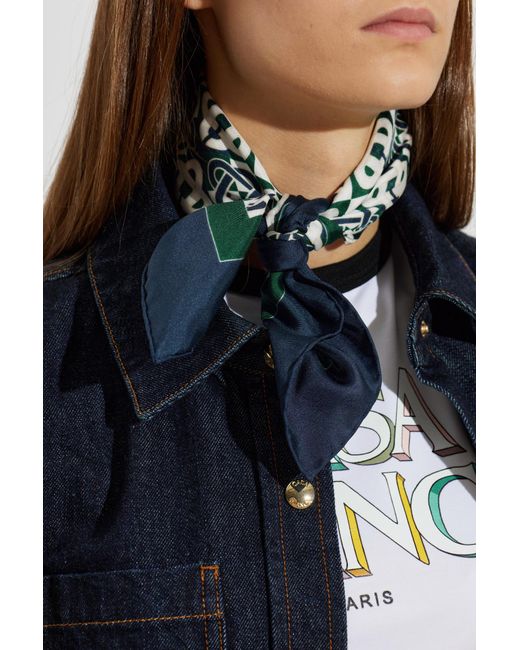 Casablanca Black Silk Scarf With Monogram