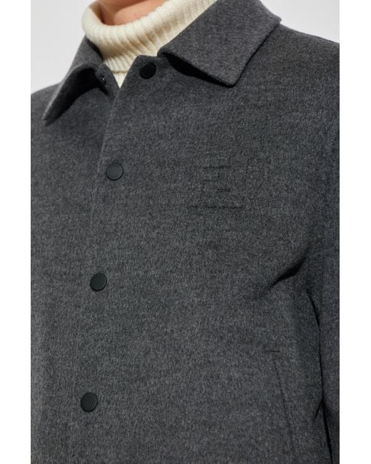 Fendi Black Wool Jacket With Embossed Logo for men