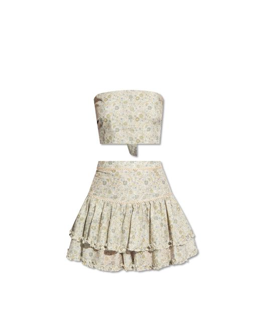 Ixiah White 'dahlia' Top & Skirt Set,
