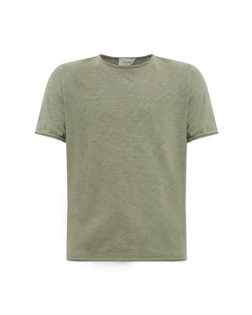 American Vintage Green T-Shirt With Raw-Edge Finish for men