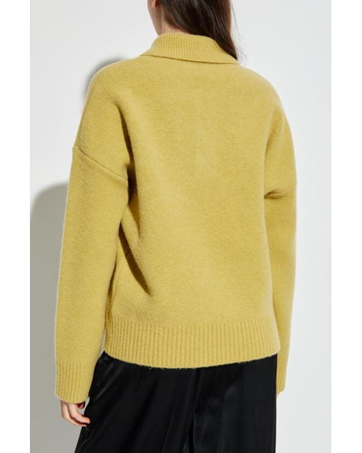 AMI Yellow Polo Sweater With Logo