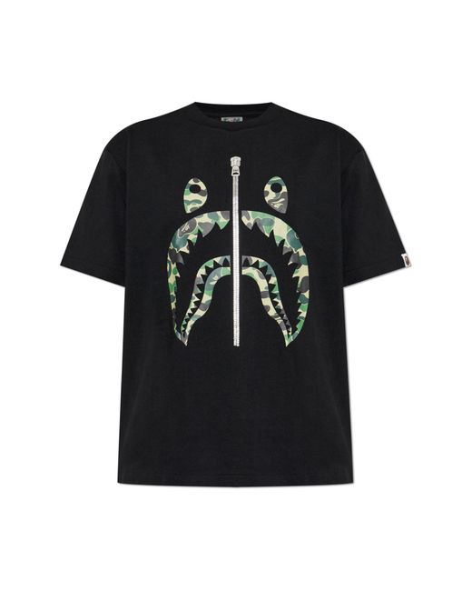 A Bathing Ape Black T-Shirt With Print for men