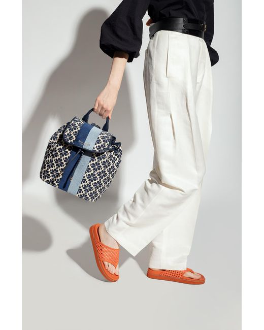 Kate Spade Leather Jacquard Backpack in Navy Blue (Blue) Lyst