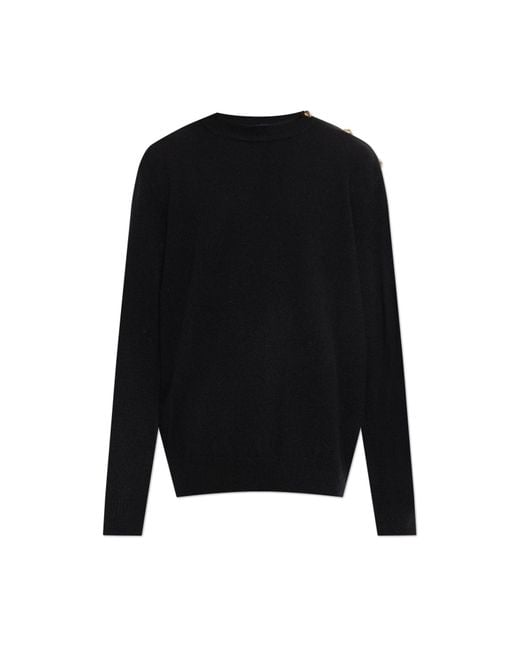 Balmain Black Sweater With Shoulder Fastening for men
