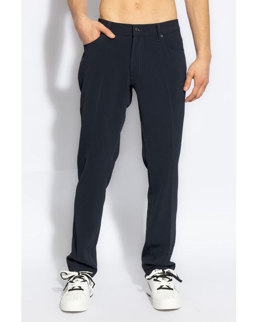 Emporio Armani Blue Pants With A Logo-shaped Application, for men