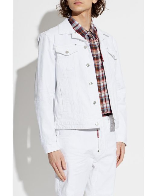 DSquared² White Denim Jacket With Pockets for men