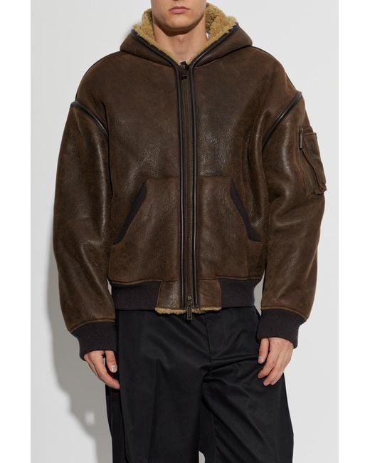 DSquared² Black Suede Jacket With Hood for men