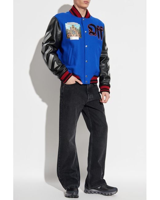 Off-White c/o Virgil Abloh Blue Jacket Made From Combined Materials for men