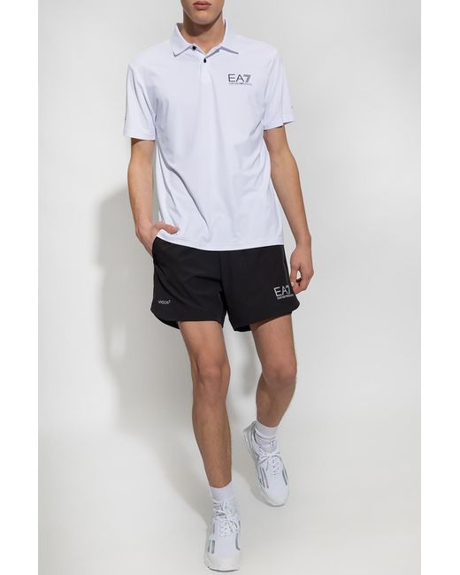 EA7 White Polo Shirt With Logo for men