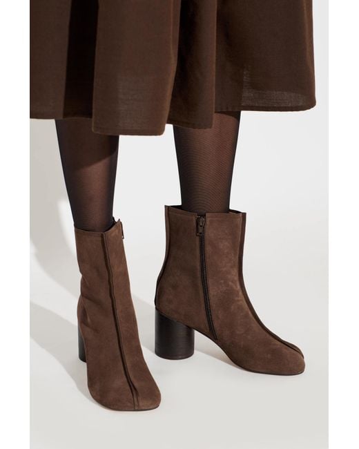 MM6 by Maison Margiela Brown Suede Heeled Ankle Boots