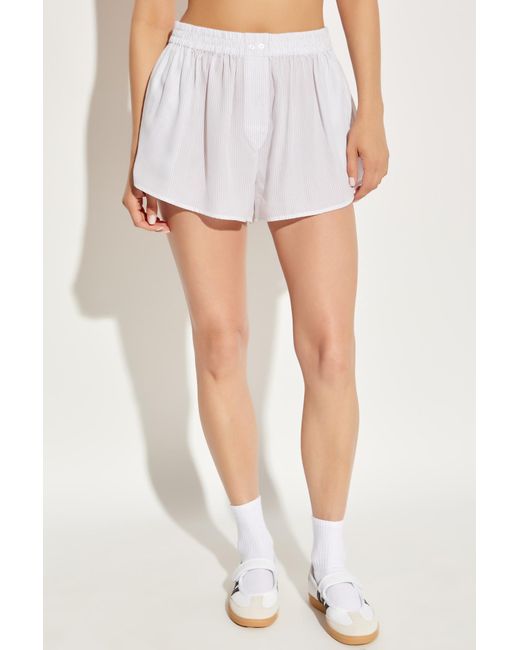 T By Alexander Wang White Striped Pattern Shorts