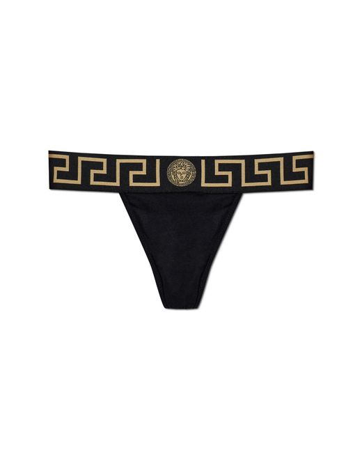 Versace Black Cotton Thongs