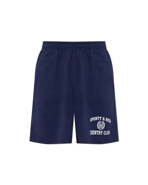 Sporty & Rich Blue Sweat Shorts With Print
