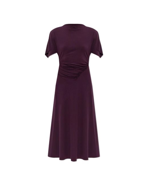 Victoria Beckham Purple Asymmetric Draped Dress