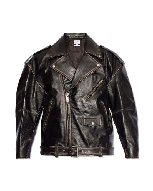 Halfboy Black Leather Biker Jacket,
