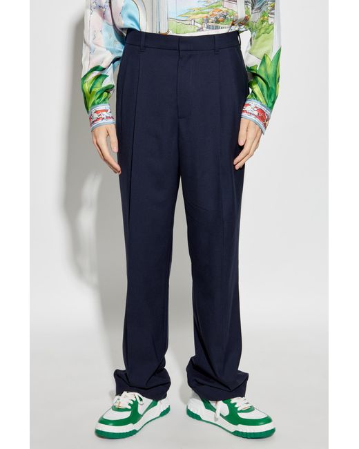 Casablanca Blue Wool Trousers With Crease for men