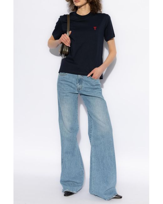 AMI Blue T-Shirt With Logo