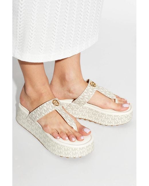 MICHAEL Michael Kors White Platform Slides 'Koya'