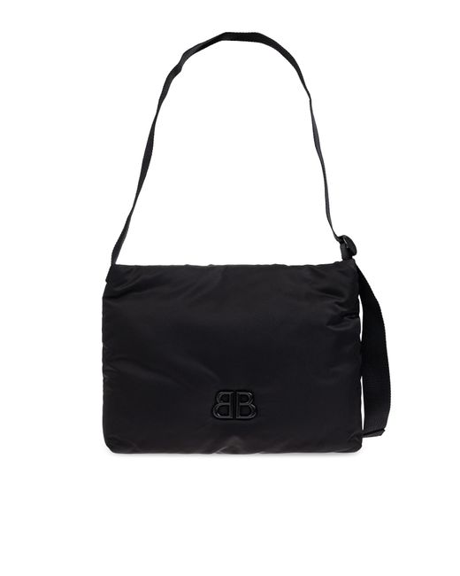 Balenciaga Black Shoulder Bag With A Logo-Shaped Appliqué for men
