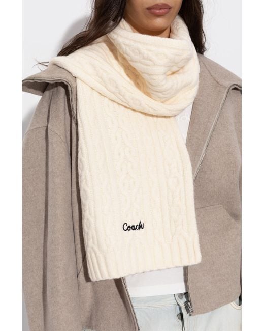 COACH Natural Scarf With Embroidered Logo