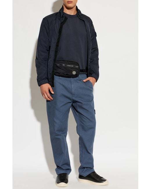 Stone Island Blue Jacket With Logo Patch for men