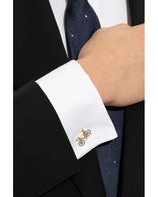 Paul Smith Black Logo-Engraved Cufflinks for men