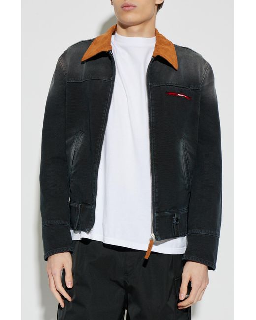 Marni Black Denim Jacket With Logo Patch for men