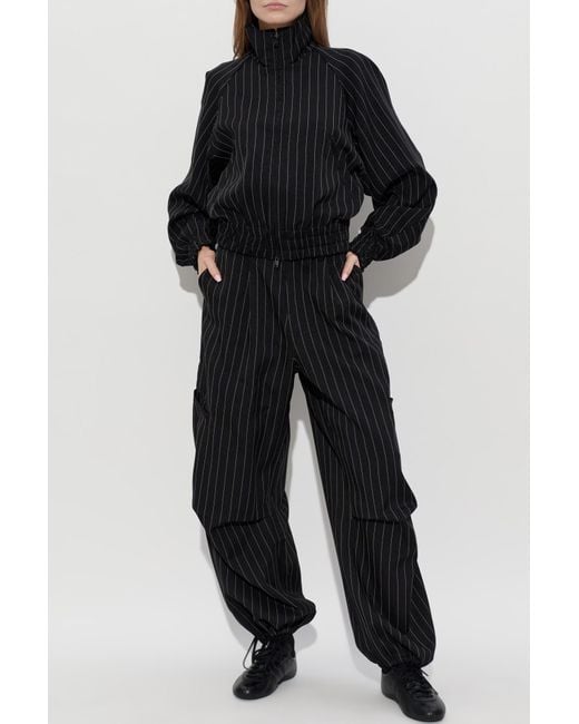 Y-3 Black Jacket With Striped Pattern