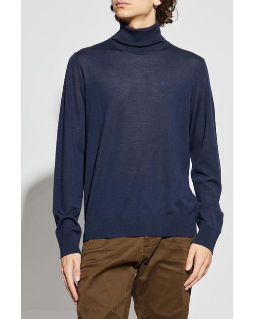 DSquared² Blue Wool Turtleneck for men