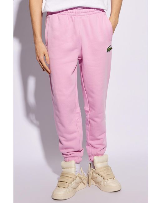 Lacoste Pink Sweatpants With Patch, for men