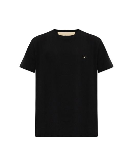 Valentino Garavani Black T-Shirt With Embroidered Logo for men