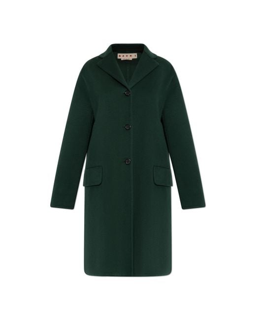 Marni Green Coat With Worn Lapels