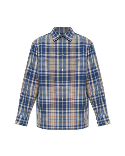 Golden Goose Deluxe Brand Blue Shirt With A Check Pattern for men
