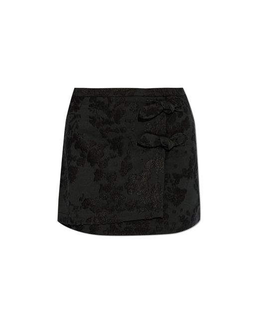 Ganni Black Floral Pattern Skirt,