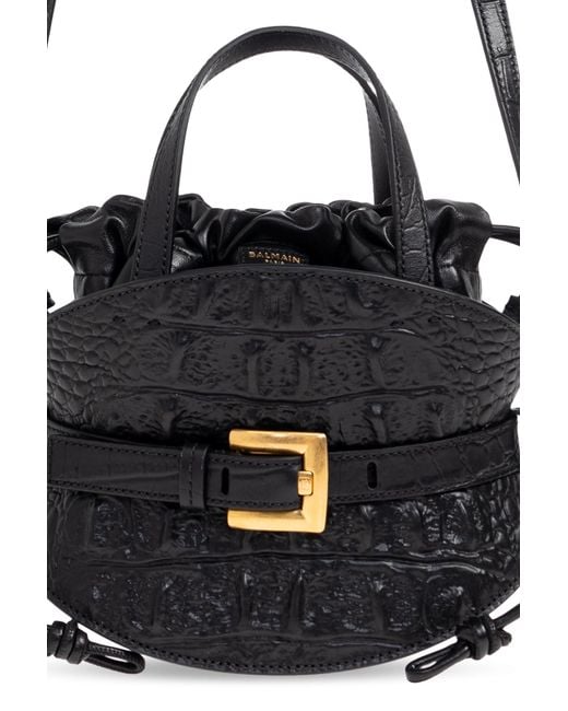 Balmain Black "Shuffle Mini" Handheld Bag