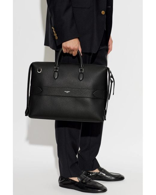 Dolce & Gabbana Black Leather Document Bag for men