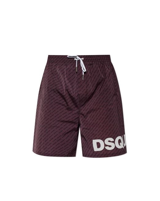 DSquared² Purple Monogram Swim Shorts for men