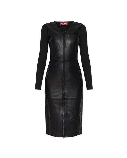 DIESEL Black Leather Dress L-Ola