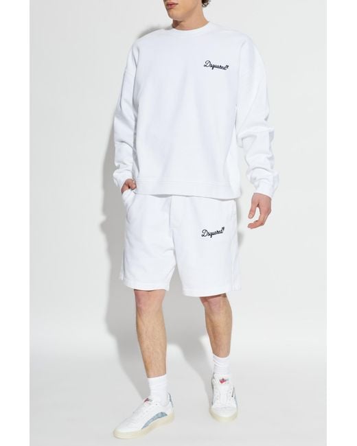 DSquared² White Sweatshirt With Embroidered Logo for men