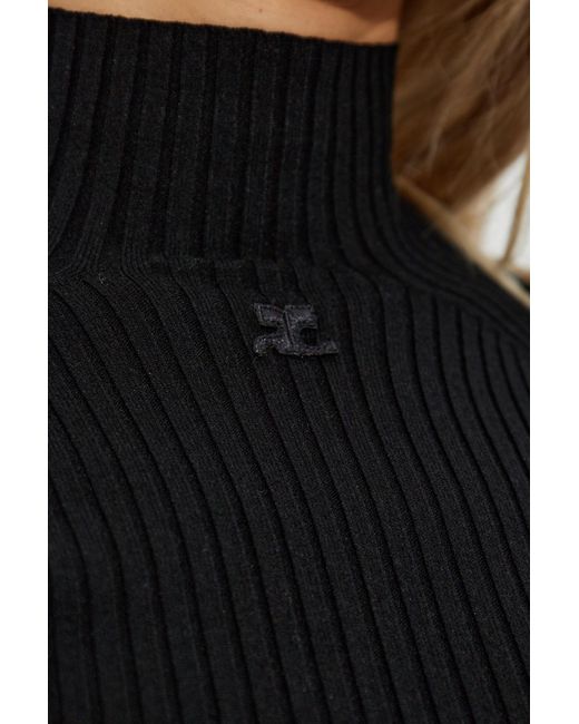 Courreges Black Turtleneck With Logo