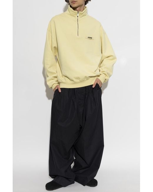 Jacquemus Yellow Sweatshirt With A Stand-Up Collar for men