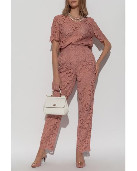 Dolce & Gabbana Pink Lace Top