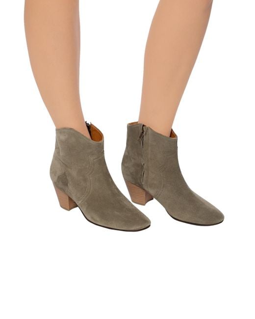Isabel Marant Dacken Suede Ankle Boots in Green | Lyst