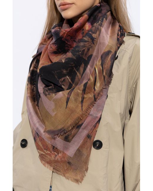 AllSaints Brown Scarf With Animal Motif