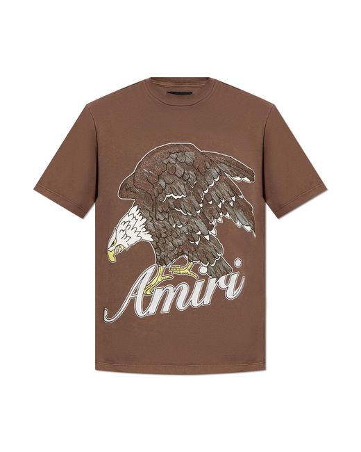 Amiri Brown T-shirt With Logo, for men