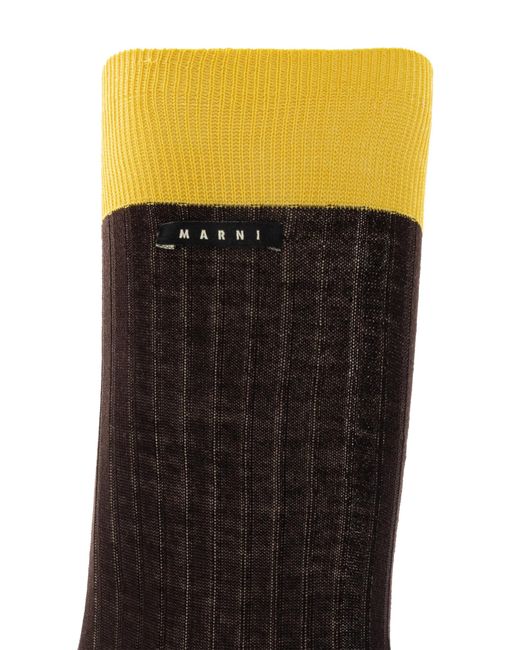 Marni Black Ribbed Cotton Socks for men