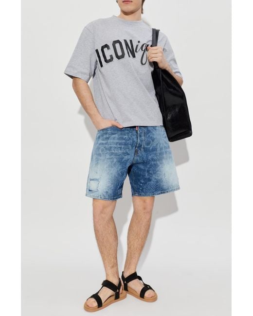 DSquared² Blue 'Boxer' Denim Shorts for men