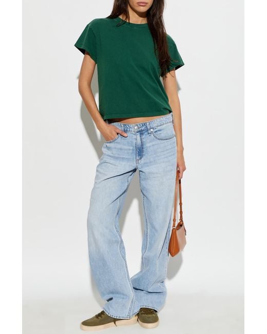 Rag & Bone Green Cotton T-Shirt With Crew Neck