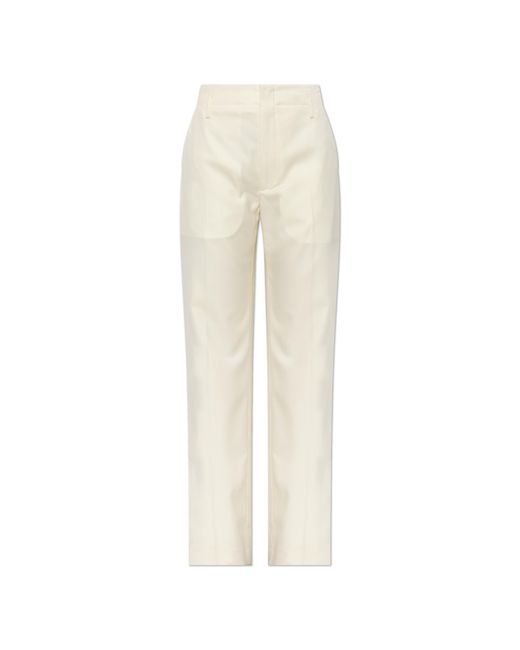 KENZO White Wool Pleated Trousers