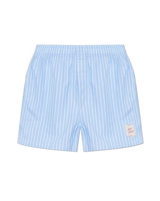 AMI Blue Ribbed Underwear Shorts for men